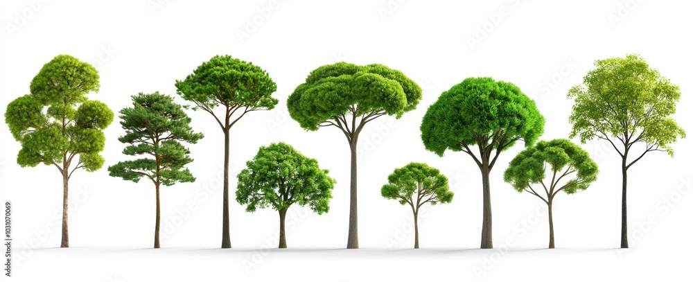 Poster tree and forest in a row with the original background removed for the new background