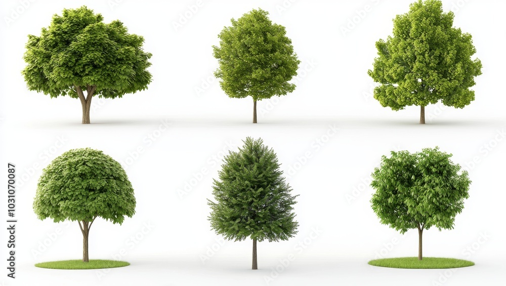 Poster view from above of greenery forest trees canopy cut out transparent backgrounds 3d render