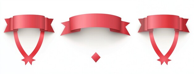 Xmas or award decoration banner with realistic ribbon band elements