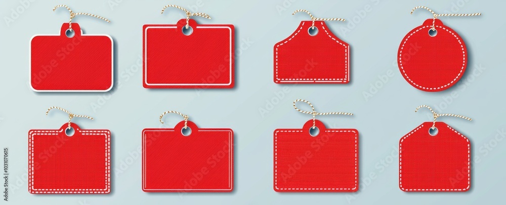 Poster stylish ribbon template set with stitched effect in for product tags and logos. elegant flat ribbon 