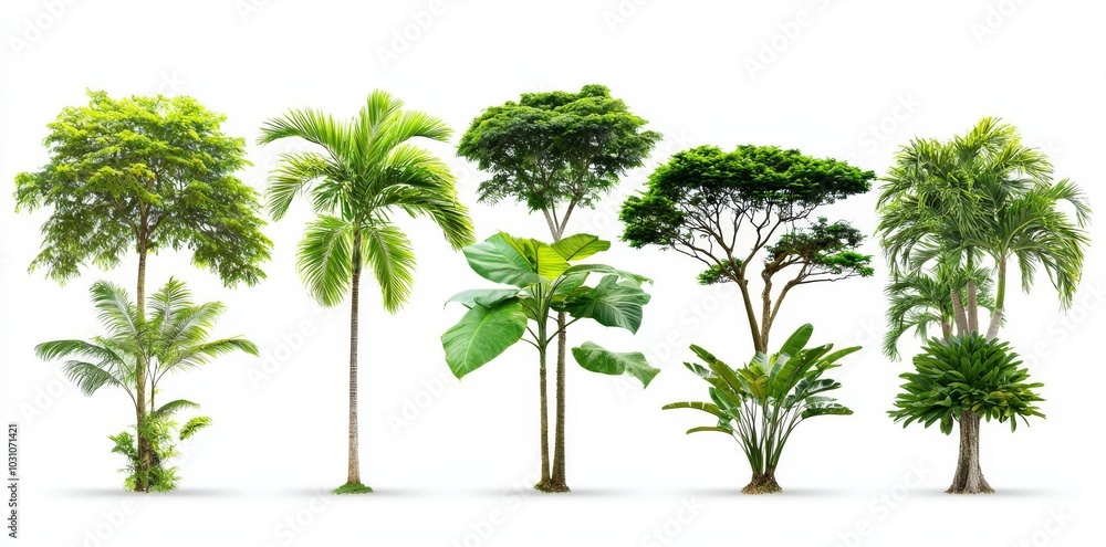 Poster a collection of trees and bonsai leaves. there are 12 trees in total. the ratchaphruek tree is flowe