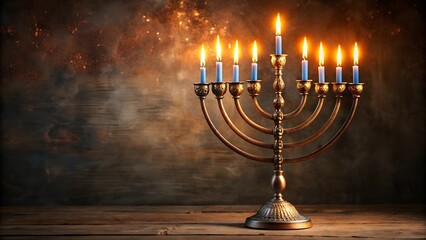 hanukkah menorah with candles