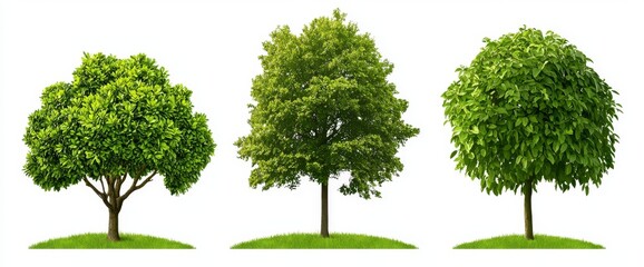 Xavieria excelsior trees on transparent background, landscape in green, 3D render illustration.