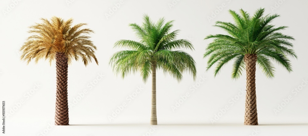 Poster three-dimensional rendering image of quindio wax palm trees isolated on a transparent background and