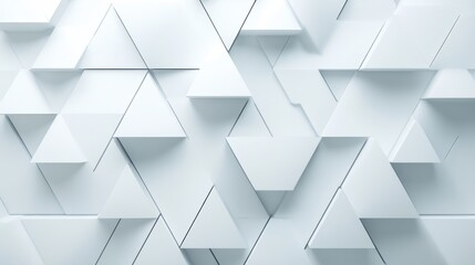Geometric white triangles create a modern, abstract 3D wall pattern, AI