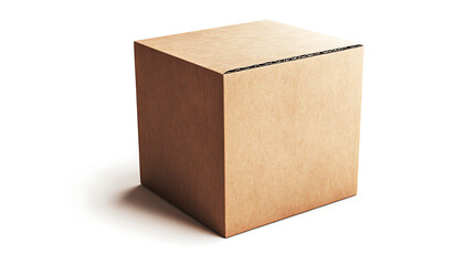 Fototapeta premium Minimalist Closed Cardboard Box on Bright White Surface