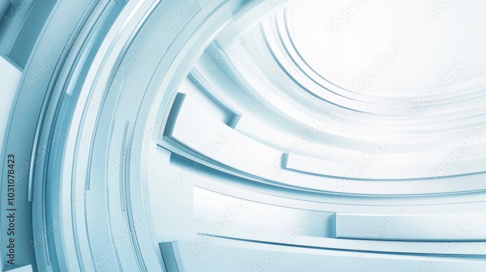 Poster futuristic white abstract background with curved lines and layered structures, ai