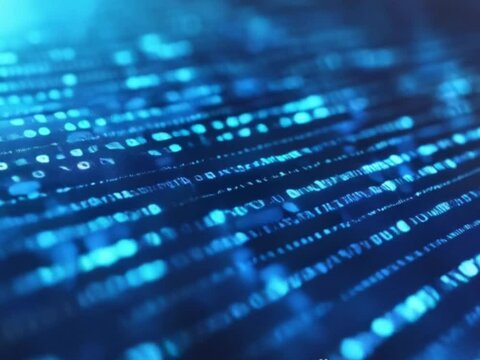 Binary Code in Blue Digital Background, Data Flow, Technology Concept, Abstract Programming, Information Security, Cyber Security Visualization, Digital Network, Tech Wallpaper, Big Data Analytics