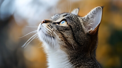 Cat Gazing Up at Sky
