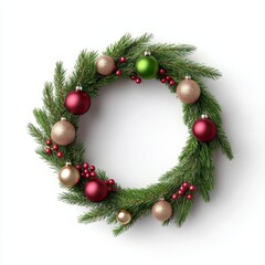 Wreath made of Christmas tree branches in 3D