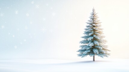 Frosted Christmas Tree in a Winter Landscape