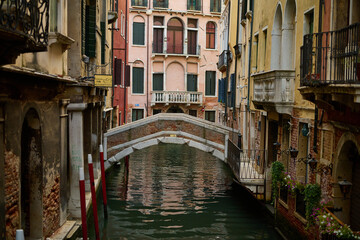 Venice and its canals,gondolas and ancient buildings 