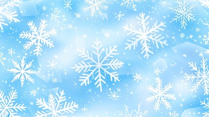 This seamless pattern features white snowflakes on a plain white or blue background, highlighting their symmetrical pattern. SEAMLESS PATTERN. SEAMLESS WALLPAPER.