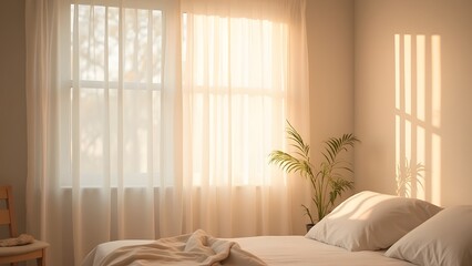 Serene Bedroom Bathed in Soft Sunlight