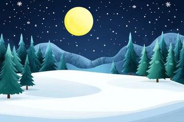 Naklejka premium Christmas trees with snow in the winter forest