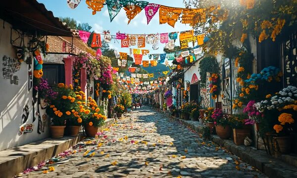 Festive Street in Mexico