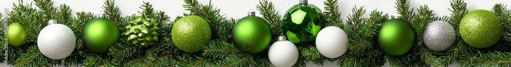 Poster border frame for christmas with tree branches on white background and copy space isolated.