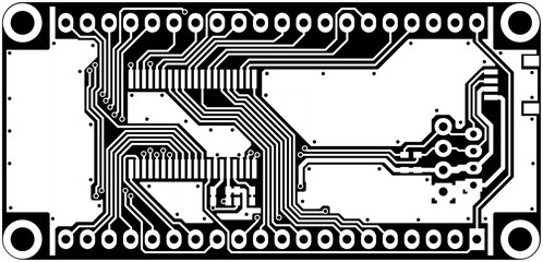 Tracing conductors of printed circuit board
of electronic device. Vector engineering 
drawing of pcb. Electric technology background.
Technic computer cad design.