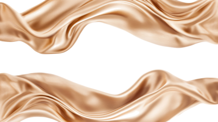 Elegant Beige Silk Fabrics Arranged Artistically on a White Background Generative AI