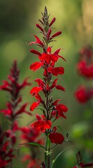 Obraz premium Garden with a beautiful Cardinal Flower AI Generated Art