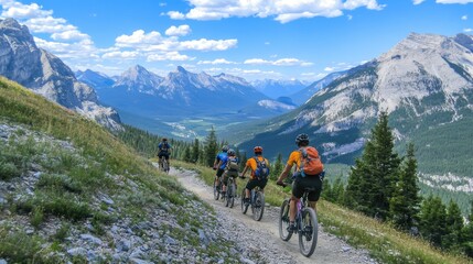 Fototapeta premium Mountain Biking Adventure in Scenic Wilderness Area