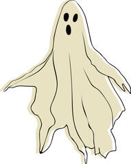 Ghost spooky Halloween colorful illustration Hand drawn outline style