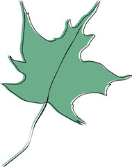 Green leaf Halloween colorful illustration Hand drawn outline style