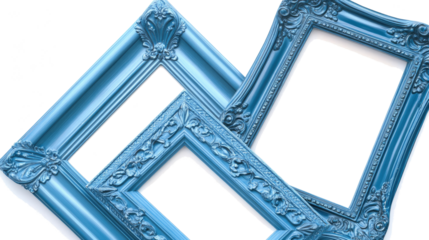 Elegant Blue Frames Arranged Artistically on a White Background Generative AI