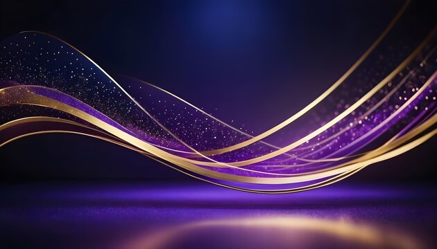 abstract Elegant blue-white-purple background with golden lines decoration