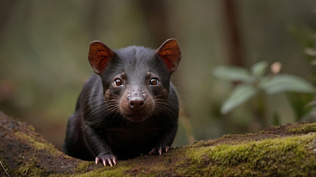 A portrait of a Tasmanian devil in his natural habitat	