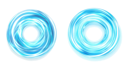 Blue Neon Circles in a Collection Set on a White Background Generative AI