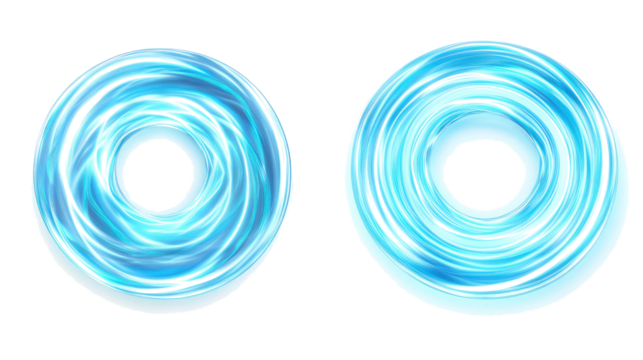 Blue Neon Circles in a Collection Set on a White Background Generative AI