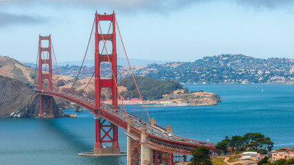 Golden Gate Bridge with Marin Headlands in San Francisco Bay