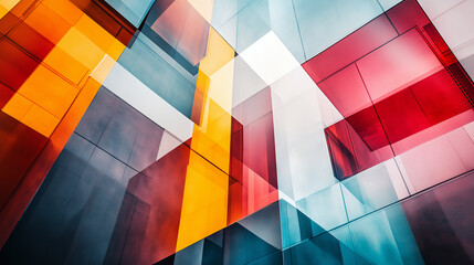 A colorful building with a red and yellow section