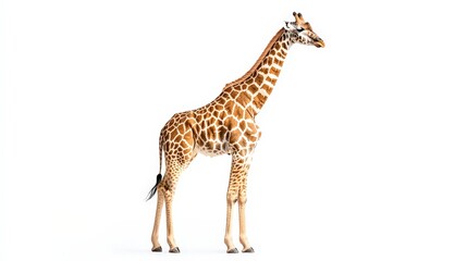 Fototapeta premium Ultimate Realism: High-Quality Isolated Giraffe Stock Photo Captured Cinematically