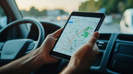 Zaawansowana technologia GPS na tablecie umożliwia precyzyjne zarządzanie flotą pojazdów w czasie rzeczywistym. To innowacyjne narzędzie wspomaga logistykę, pozwalając firmom efektywnie planować trasy