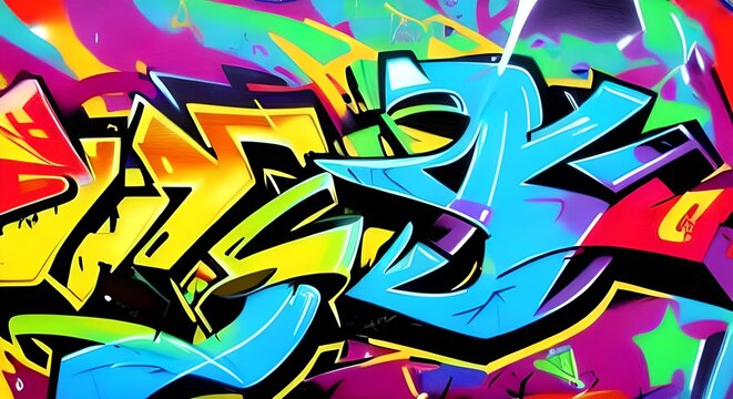 Vibrant Abstract Graffiti Art with Bold Shapes and Bright Colors | 324