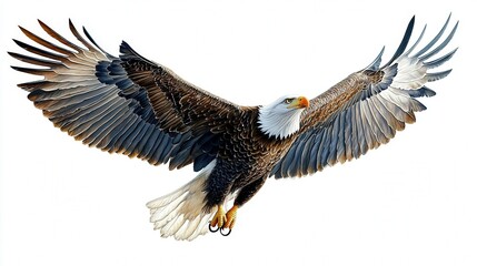 Obraz premium Majestic Bald Eagle Clipart Set of 4 Simple Color Variations on White Background for Versatile Use in Designs