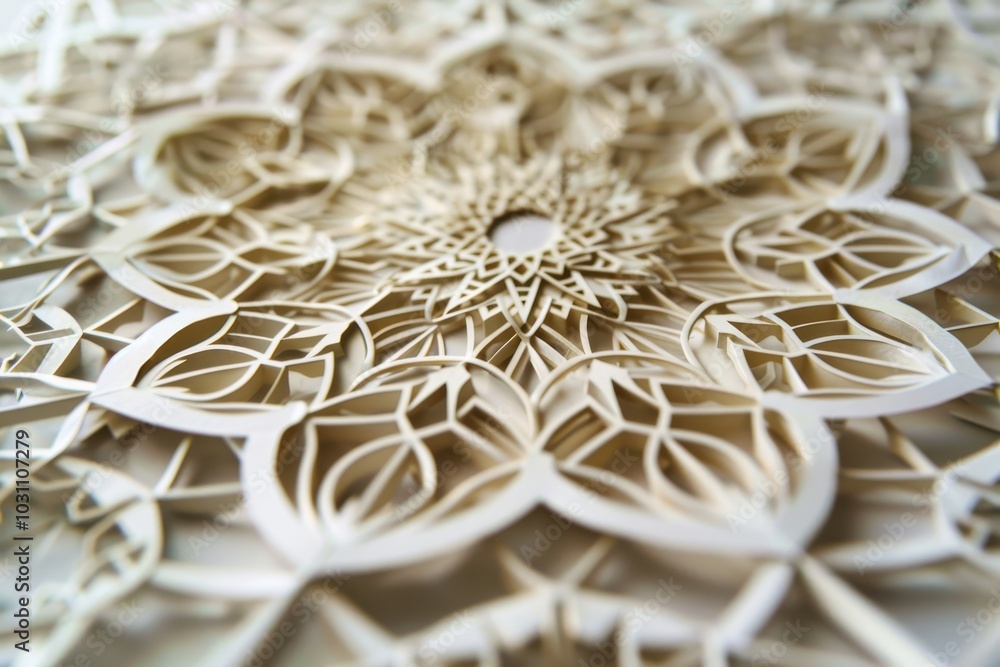 Poster intricate gray paper cut art displaying detailed geometric patterns ideal for home decor, showcasing