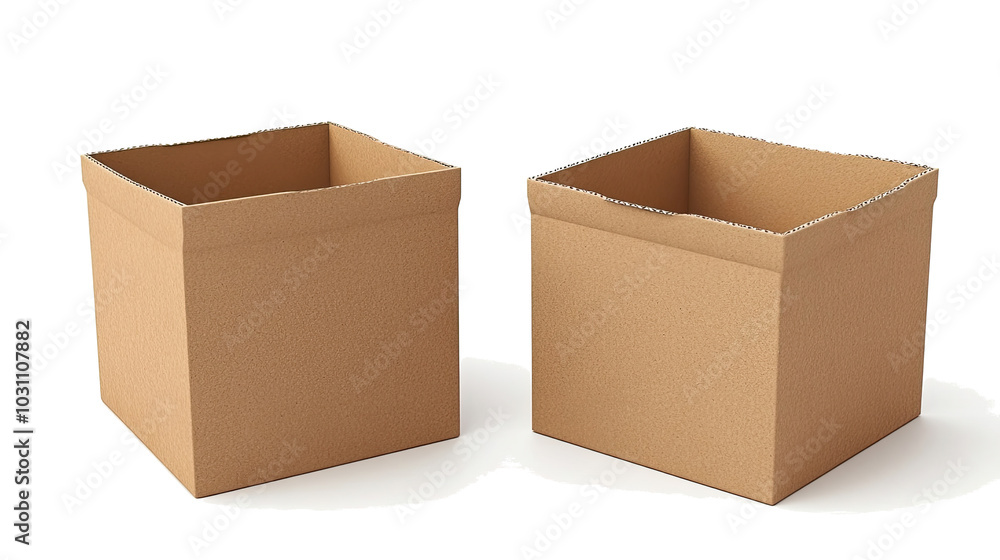 Poster cardboard boxes collection set isolated on white background generative ai