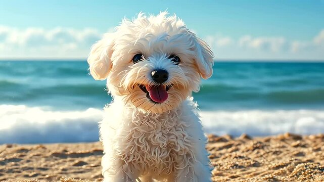 Provide practical advice for pet owners planning a day at the beach with their Maltipoo, including safety tips, hydration