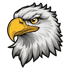 Vector portrait of a bald eagle, showcasing its majestic features and sharp gaze. Ideal for wildlife designs and patriotic themes.