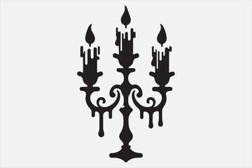 A silhouette of a candelabrum with three arms.