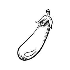 Eggplant Hand-Drawn Food Vector Icon