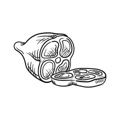 Ham Hand-Drawn Food Vector Icon