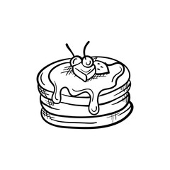 Pancakes Hand-Drawn Food Vector Icon