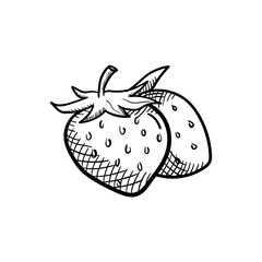 Strawberry Hand-Drawn Food Vector Icon