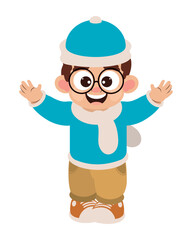happy little boy Wearing Winter Clothes
