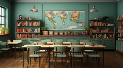 View of school study room with minimal background