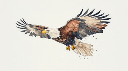 Obraz premium Minimalist Bald Eagle Doodle Tattoo with Cottagecore Aesthetic on White Background